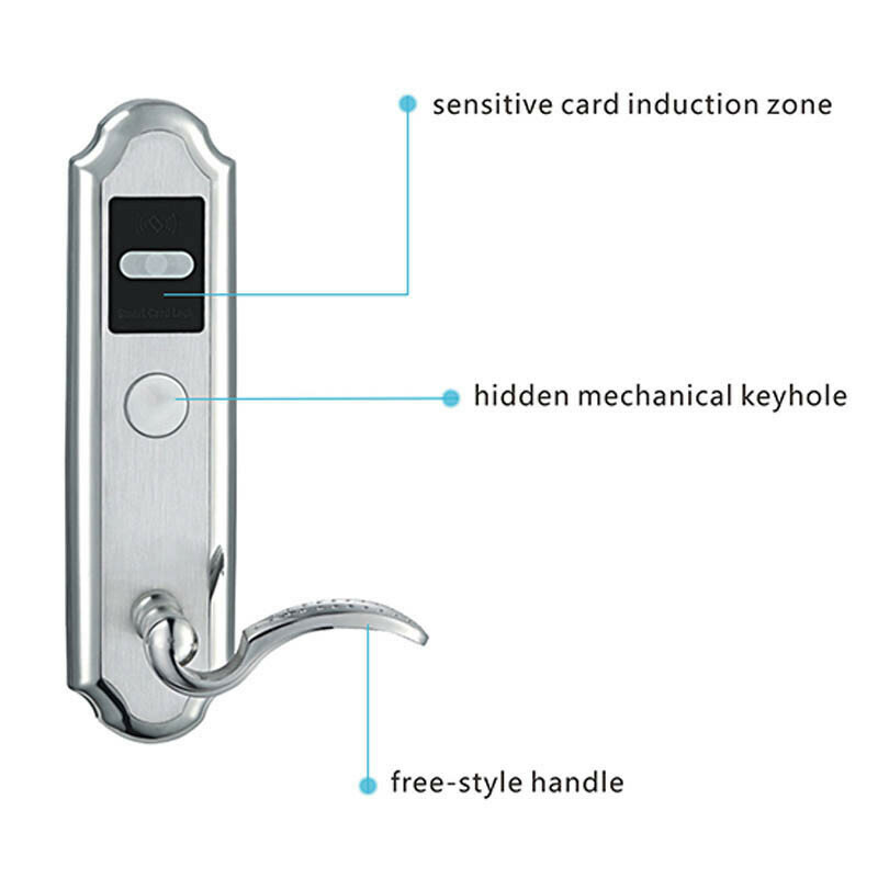 LACHCO elektroniczny zamek karta RFID drzwi kłódka z kluczem do domowy Hotel apartament biuro zatrzask z Deadbolt zamek elektryczny L16016BS
