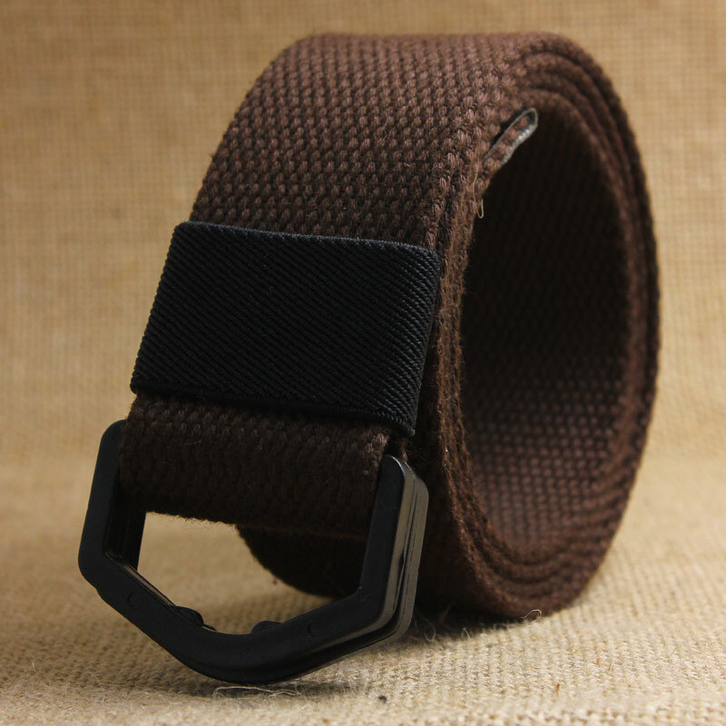 Cinturón informal de lona con hebilla de anillo D, cinturón de cintura antialérgico, cinturón de cintura de tela Unisex a la moda