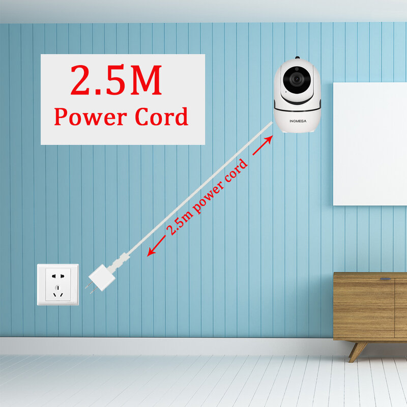 INQMEGA 2.5M Length Power Cord For Amazon Cloud Storage Wifi Cam Home Security surveillance IP Camera