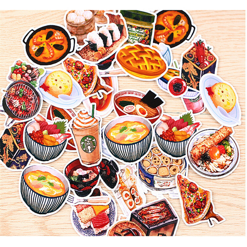 32pcs Creative Cute Self-made Daily Food / Drink Scrapbooking Stickers /decorative Sticker /DIY Craft Photo Albums/trunk Stickes