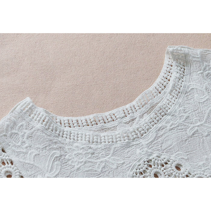 Aransue Crop Top Buho Ahueca Hacia Fuera Mujer 100% Algodón Crochet Camisa Blanca Oversize Batwing Blusa Manga Corta Elegante Moda Mujer Verano 2019