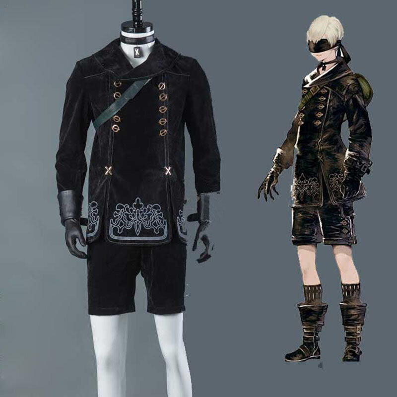 NieR Automata-disfraces de Cosplay de YoRHa n. ° 9 tipo S, uniformes de los 9S, chaqueta, pantalones, mochila, tirantes, guantes, corbata, medias y gafas
