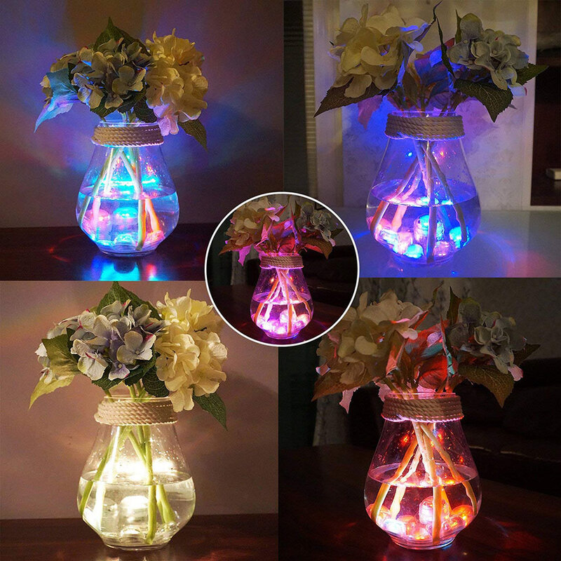 원격 제어 RGB 잠수정 조명, 배터리 작동 수중 야간 램프 꽃병 그릇, 야외 정원 웨딩 파티 장식
