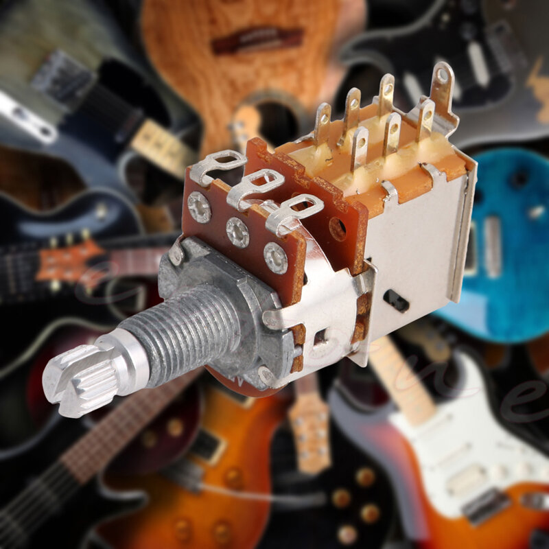 Потенциометр A500K с нажимным выключателем, шлицевой выключатель DPDT, горшок, вал 18 мм, детали для электрогитары, Запчасти и аксессуары для гитары