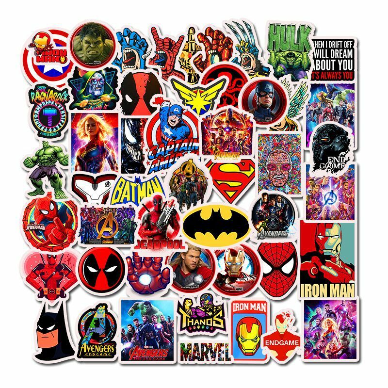 50 unids/set pegatinas vengadores final del juego Marvel juguetes superhéroe Hulk Iron Man Spiderman capitán americano coche pegatina para equipaje niños
