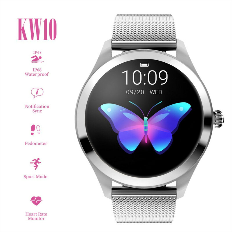 KW10 IP68 Mulheres De Luxo À Prova D' Água Do Bluetooth Inteligente Relógio Do Esporte da Frequência Cardíaca sangue de Fitness Rastreador Relógio Inteligente Para Android IOS