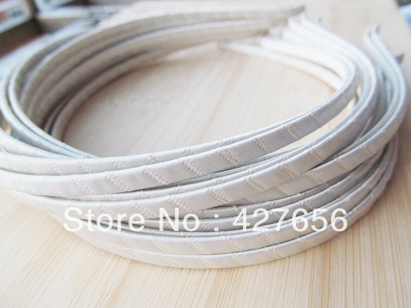 10pcs 5mm metal headband/hairband wrapped beige ribbon HB0002-bg