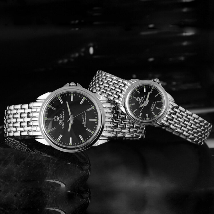 shsby Men's Full Stainless Steel Quartz Couple Watch  Analog Quartz Watches  Women Dress Fashion Watches