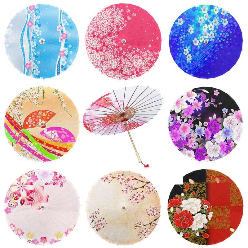 Paraguas de papel de aceite de estilo japonés, sombrilla clásica de flor de cerezo, decoración de restaurante de sushi, sombrilla de Geisha japonesa, utilería para fotos