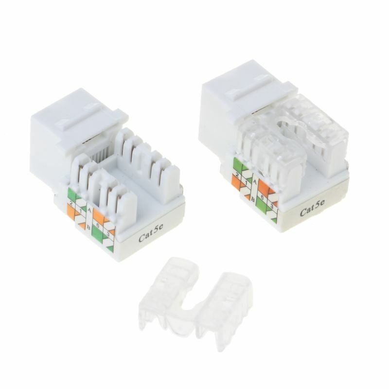 2Pcs CAT5e Modul Jaringan Informasi Socket RJ45 Kabel Ethernet Modul Plug Konektor Jaringan Adaptor Cat5e Berlapis Emas Keysto
