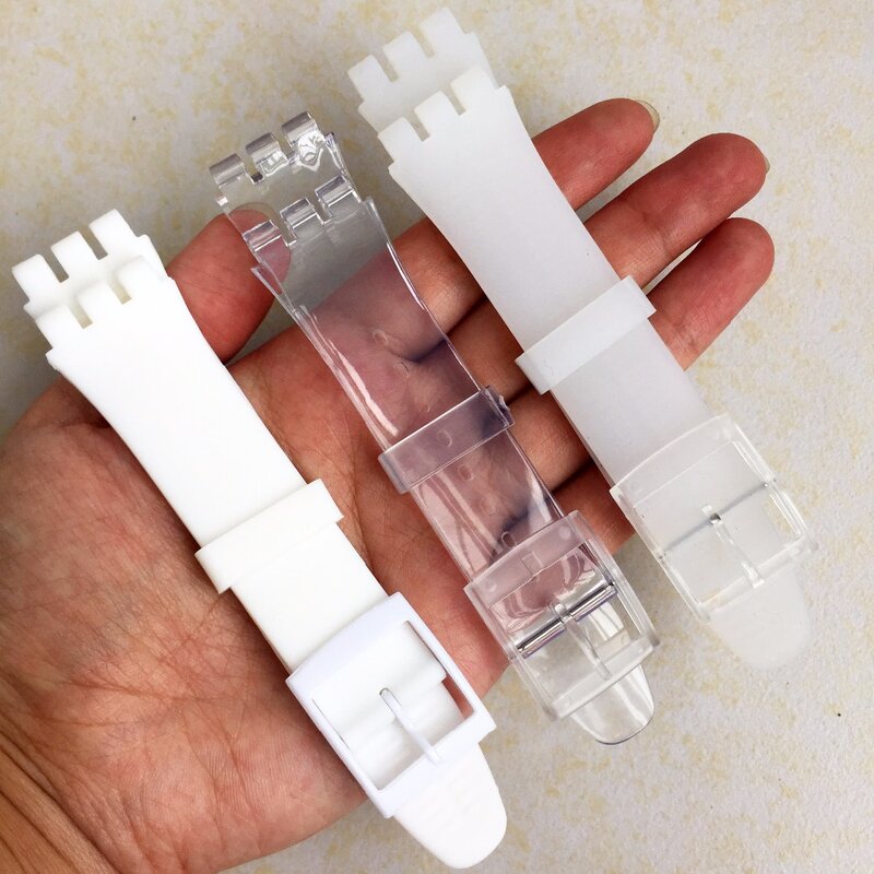 Bracelets en Silicone souple, Transparent, 17mm, 19mm, 20mm, pour montre, pour hommes femmes, bracelet Ultra-fin