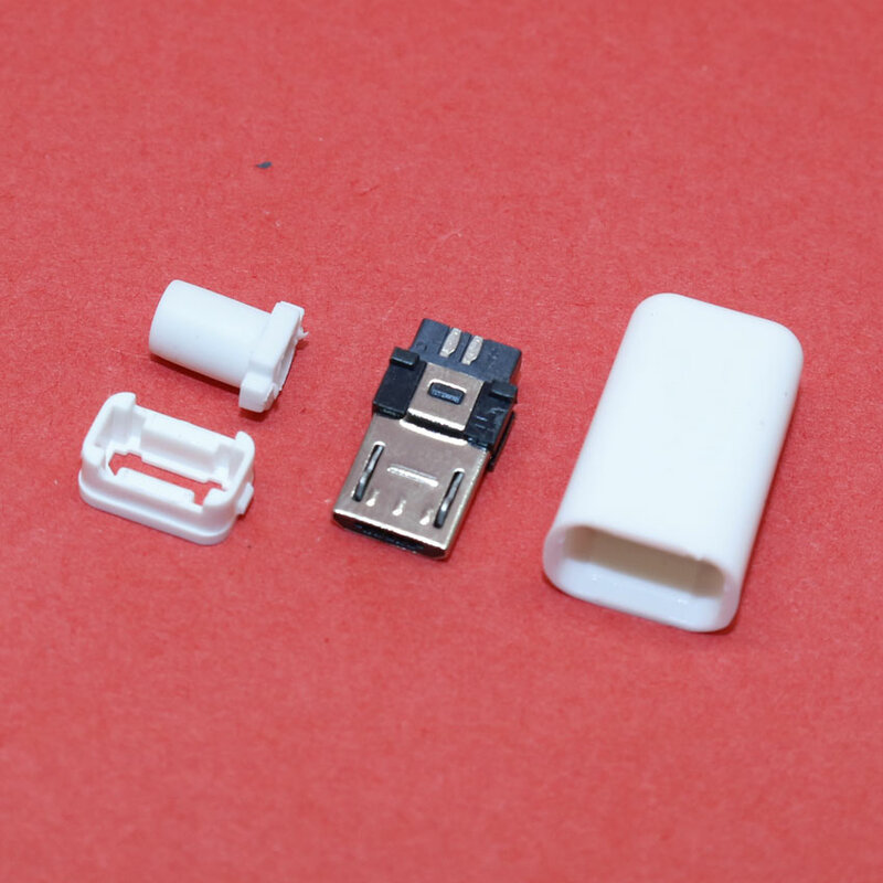 ChengHaoRan 1 Set 4 in 1 Micro USB Jack connector male plug,Micro USB Connector Tail Charging male plug,white MA-014