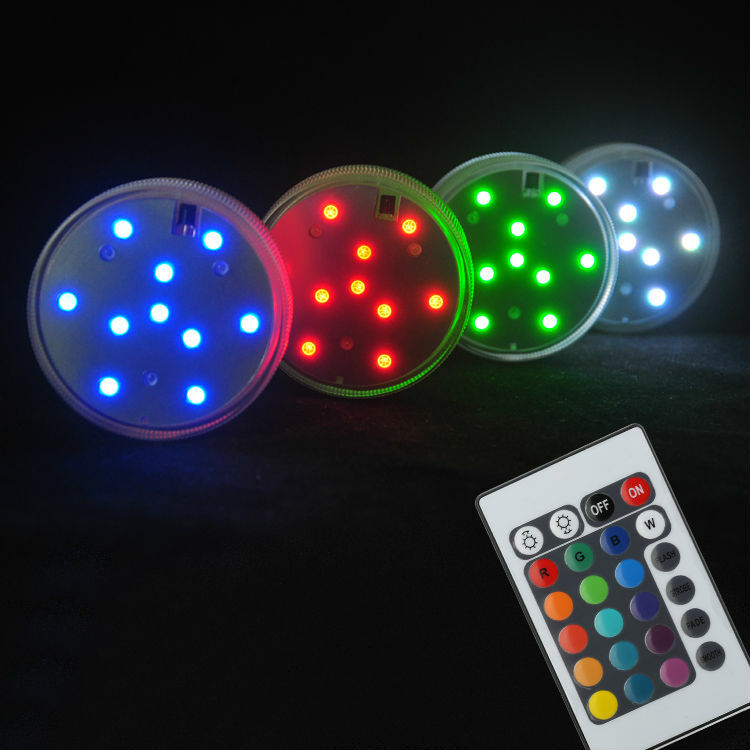 (12 stks/partij) Dompelpompen Verlichting RGB met Afstandsbediening Waterdichte Mini Licht voor Aquarium, Middelpunt, Vaas, halloween, Kerstmis, Feest
