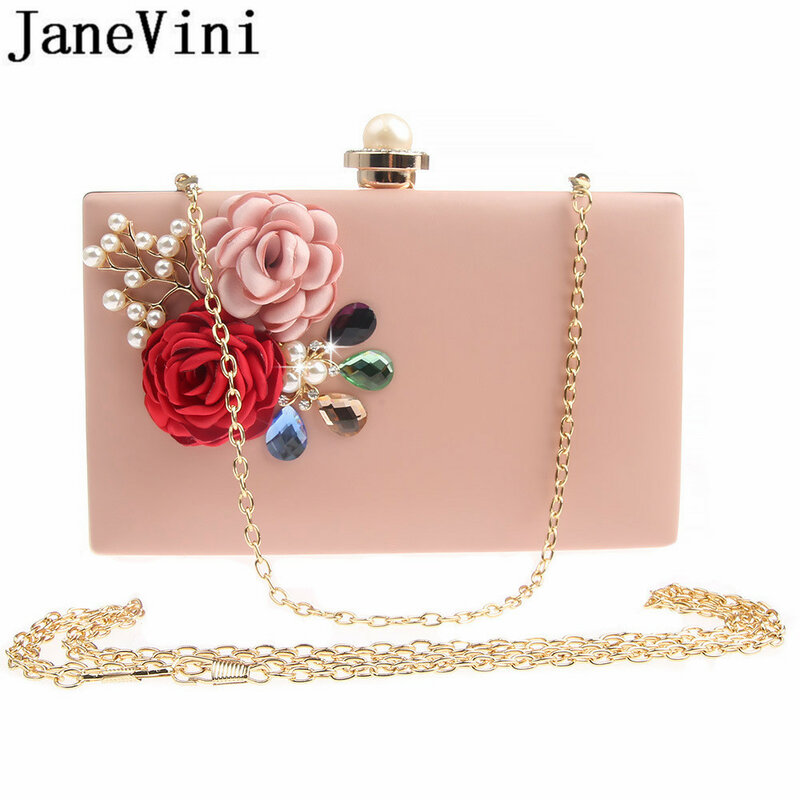 JaneVini Mode Perle Frauen Braut Kupplung Handtaschen Diamanten Damen Abend Prom Taschen Weiß Rosa Schulter Handtasche Hochzeit Geldbörse