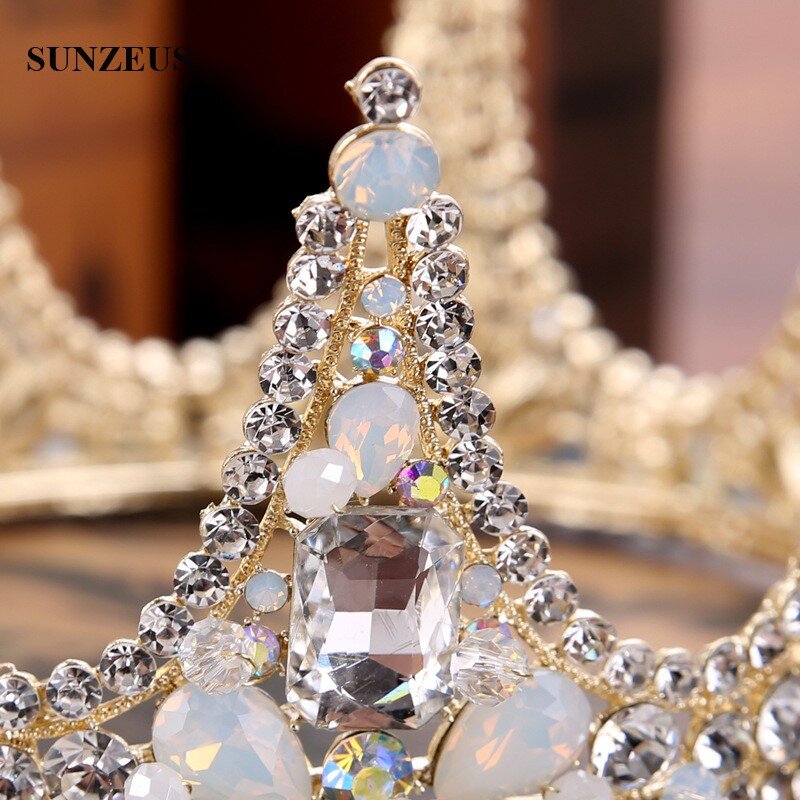 Coronas de novia de Reina redondas, cristales, diamantes de imitación, tocados elegantes, Tiaras de princesa, accesorios para fiesta de boda SQ0152