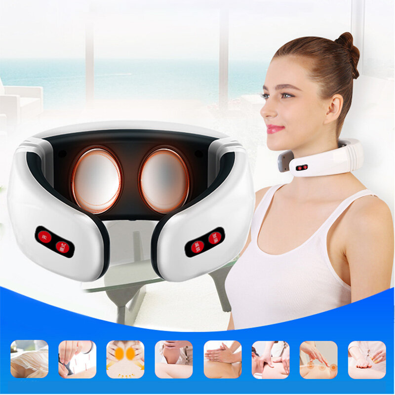 Masajeador eléctrico de pulso para espalda y cuello, compresión Caliente, masajeador de masaje Fsioterapia, Estimulador Muscular