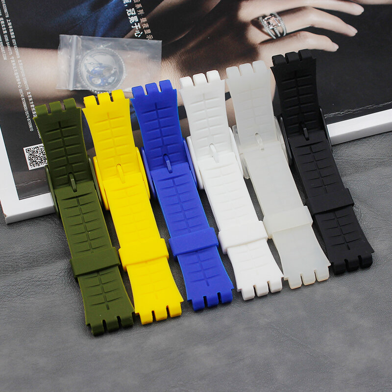 Cinturino in Silicone da uomo 21mm adatto per cinturino swatch series accessori per fibbia con cinturino in gomma naturale impermeabile per sport all'aria aperta da donna