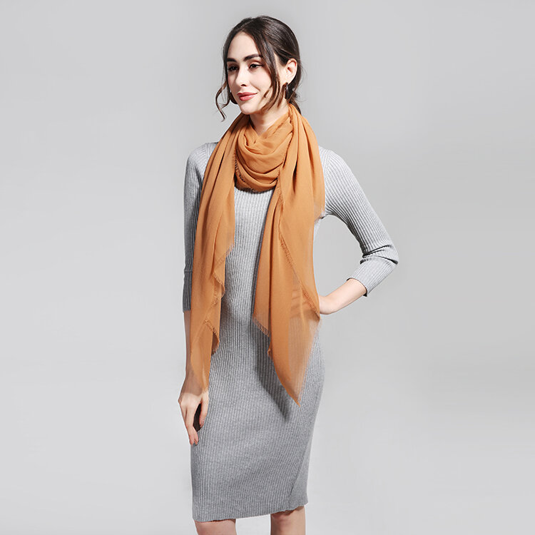 Bufanda de gasa de seda 100% para mujer, tejido de seda Natural de Color puro, bufanda larga de moda de talla grande, 110x200cm
