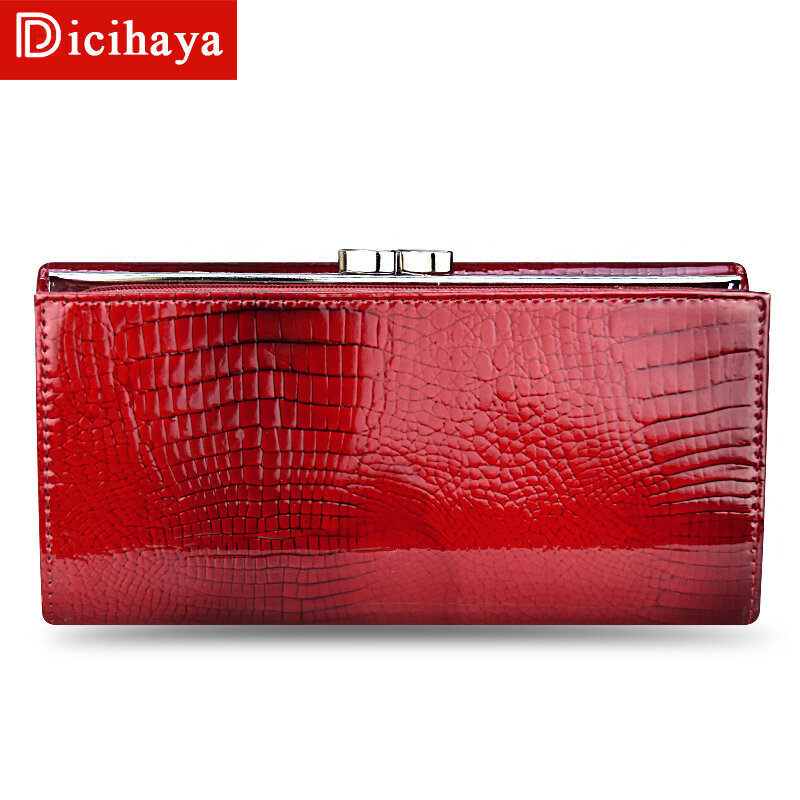 Dicihaya bolsas femininas zíper carteiras design da marca de alta qualidade carteira couro ferrolho moda jacaré longo carteiras femininas