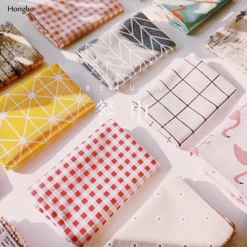 Hongbo-Mantel Individual de algodón a cuadros de estilo japonés, tapetes de mesa de tela, servilletas, vajilla de diseño Simple, herramienta de cocina, 1 piezas