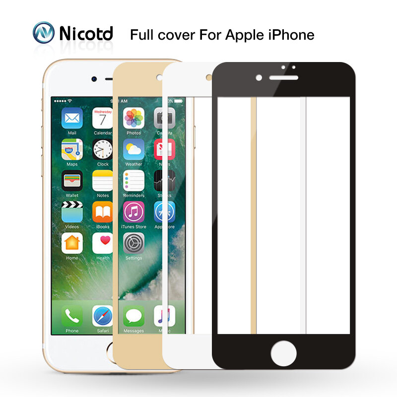 9H 2.5D переднее закаленное стекло с полным покрытием для iPhone 6 6s plus, защитная пленка для экрана iphone 8 7 plus, пленка черного и белого цвета