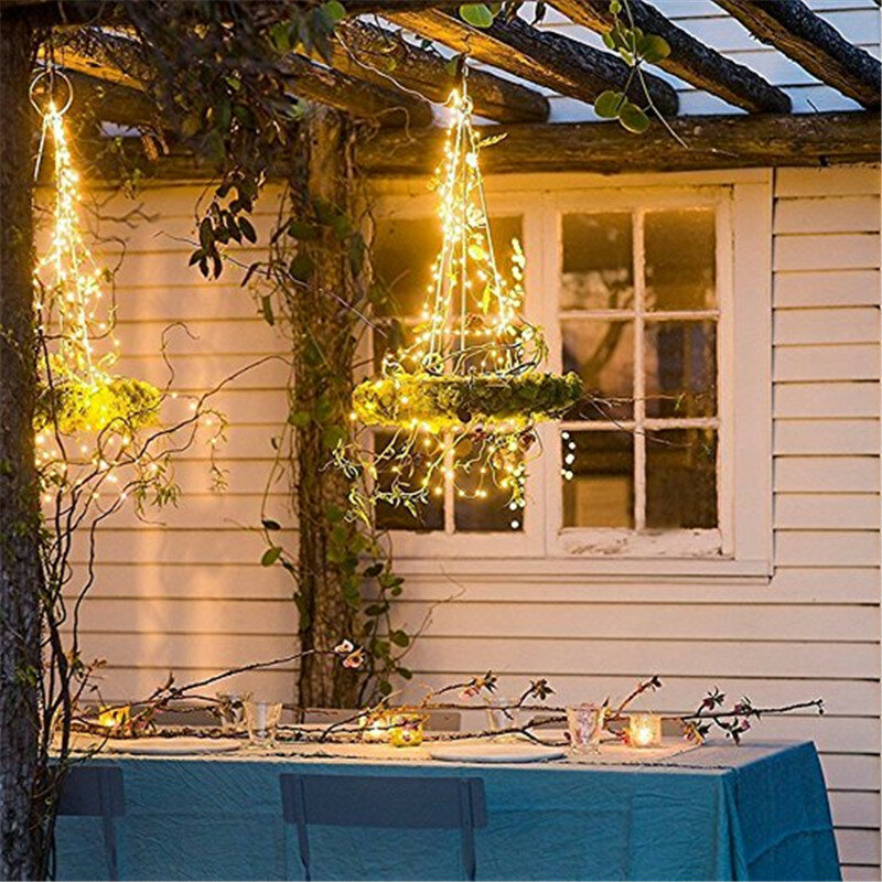 Guirlande lumineuse à lumière LED 2m 5m, fil de cuivre étanche, alimenté par batterie CR2032, pour la décoration de noël et de mariage