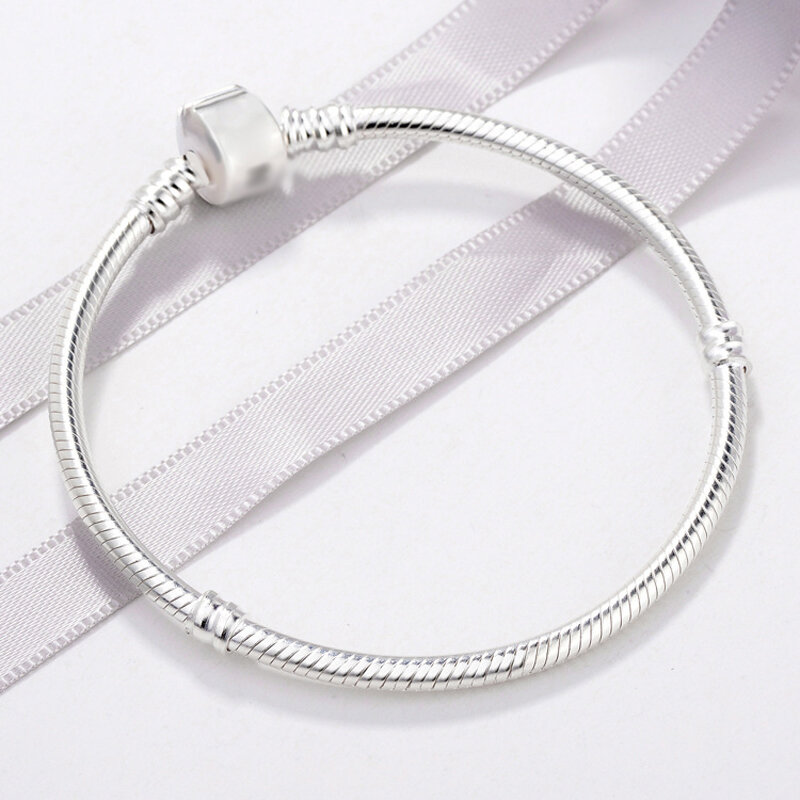Send Silver Certificate! YINHED 100% 925 Silver Bracelet Bangle Fashion DIY Jewelry Snake Chain Charm Bracelet Women Gift ZB030