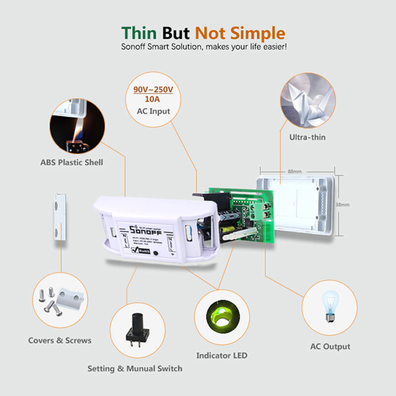 Sonoff สวิทช์พื้นฐาน Wireless Home Automation รีเลย์โมดูล Domotica DIY Timer Remote Controller ทำงานร่วมกับ Alexa