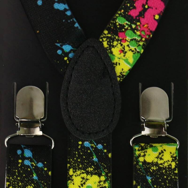 Bretelles colorées imprimées graffiti pour hommes et femmes, réglables, adultes, 3 clips, clip arrière en Y, cadeau
