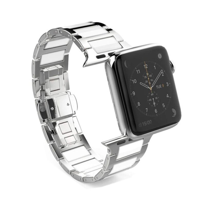 OSRUI Cinturino In Acciaio Inox Per Apple watch band 42 millimetri 38 millimetri iWatch Serie 3/2/1 di Ceramica fasce di polso del Braccialetto di Collegamento cintura correa