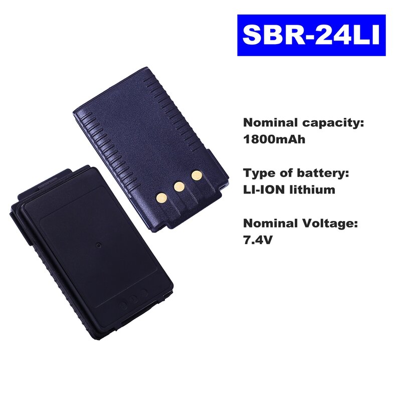 Batería de iones de litio para walkie-talkie Yaesu, SBR-24LI de Radio bidireccional de 7,4 V y 1800mAh, FT-70DR