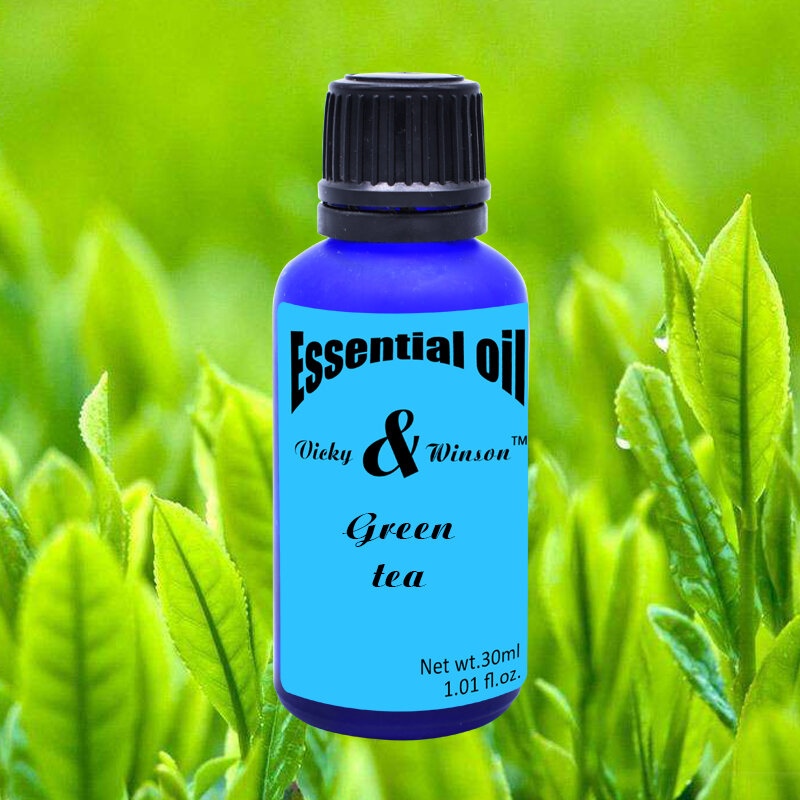 Vicky& winson-Aceites Esenciales de aromaterapia de té verde, Humidificador soluble en agua para plantas, aceites esenciales para dormir, desodorización, 30ml