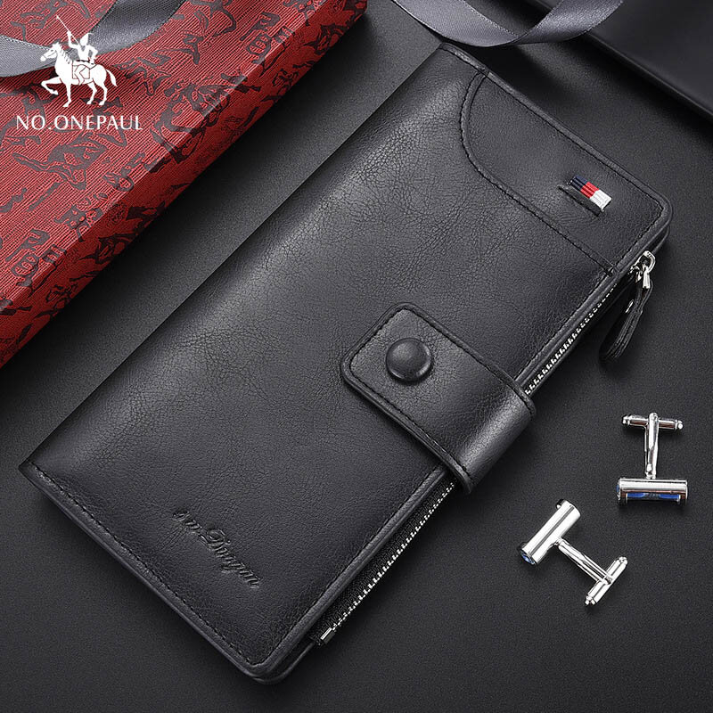 Long and high quality zipper wallet men's long wallet European and American fashion classic multi-function  hand purse gift