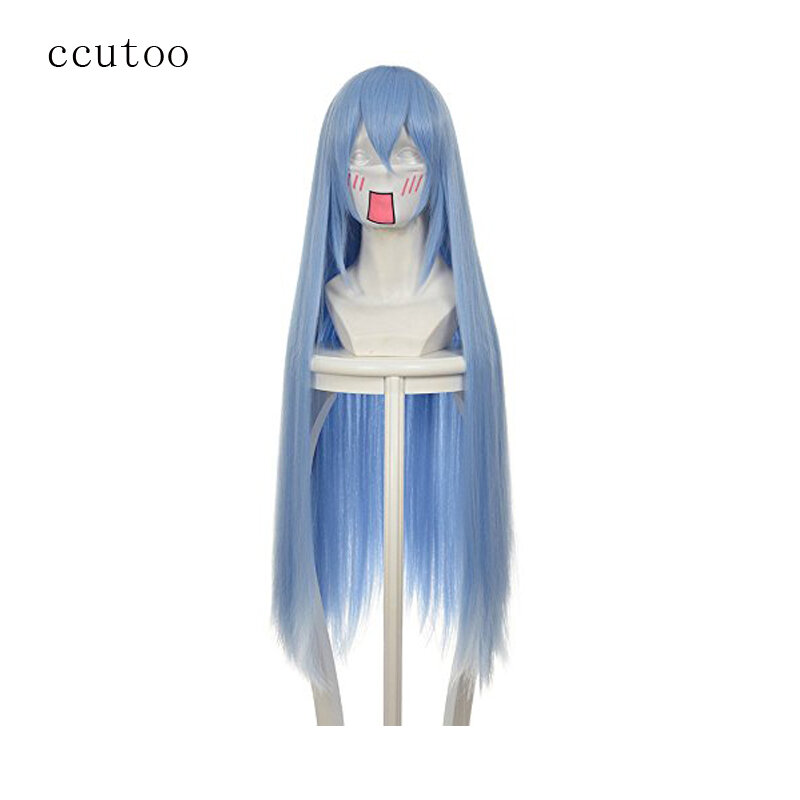 ¡Ccutoo Akame ga KILL! Esdeath-Peluca de cabello sintético para Cosplay, pelo largo recto azul de alta temperatura, 100cm