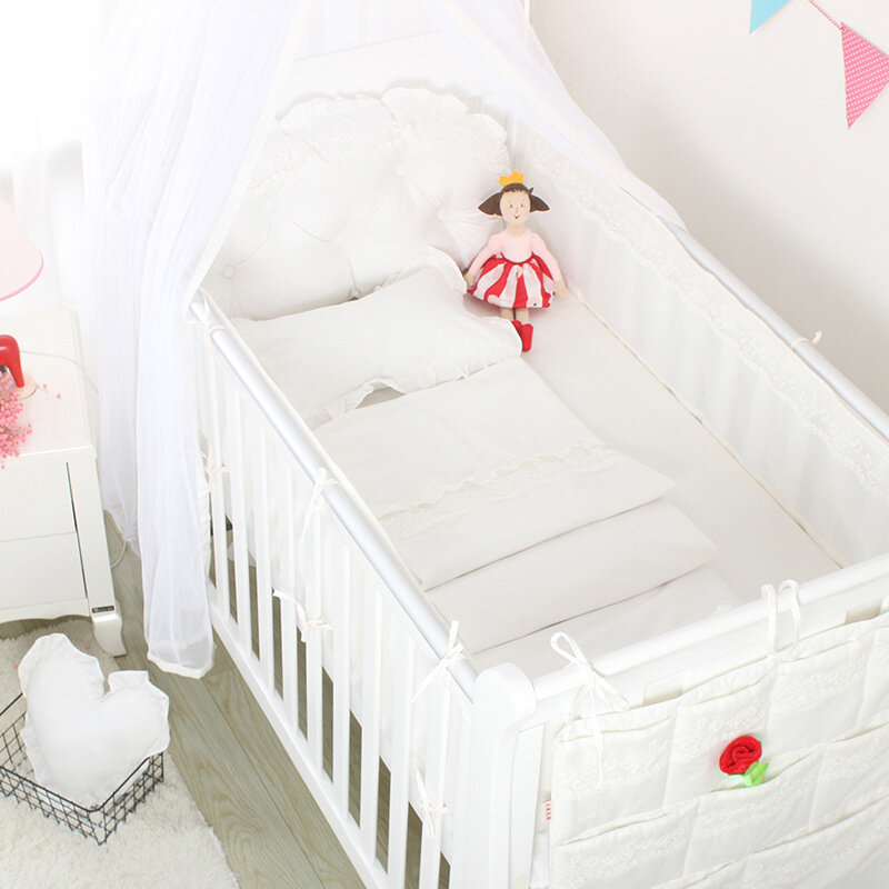 5Pcs Zomer Ademend Baby Bed Mesh Bumper Baby Bed Hek Nordic Babybedje Bed Beddengoed Set Slaapkamer Decoratie Baby kamer Product