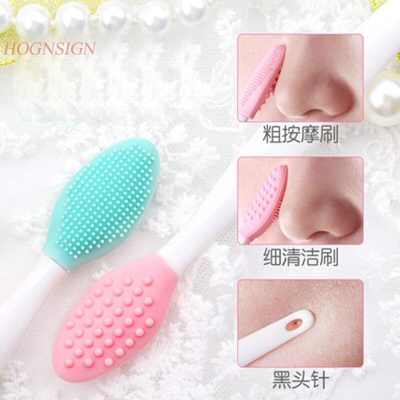 Cepillo de lavado nasal de tres usos de silicona para espinillas, cepillo de limpieza, personal, cepillo de nariz