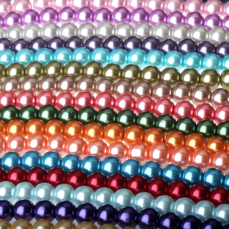 OlingArt 4MM 100 teile/los Glas Perlen Runde Imitation Perle Armband DIY Ohrringe Charme Halskette für Schmuck Machen