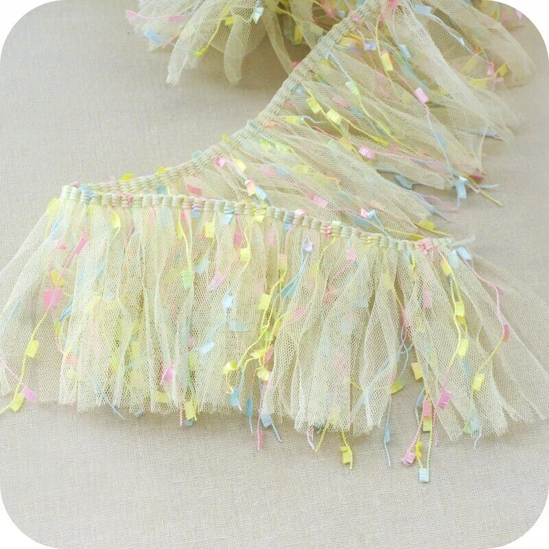 10cm Wide Candy Color Mesh Tassel Tulle Lace Fabric Line Home Decoration Accessories Skirt Dress Clothes DIY Toy Doll Sewing