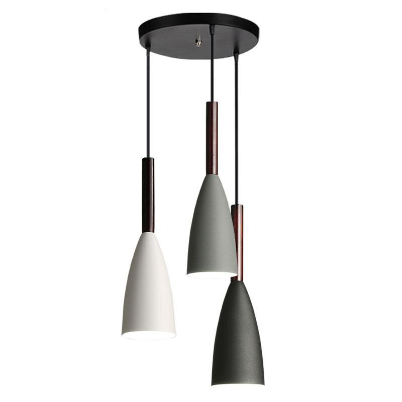 Luminaires suspendus E27 décoration bois et aluminium, lampes pour bars, cafés et restaurants, style minimaliste et moderne