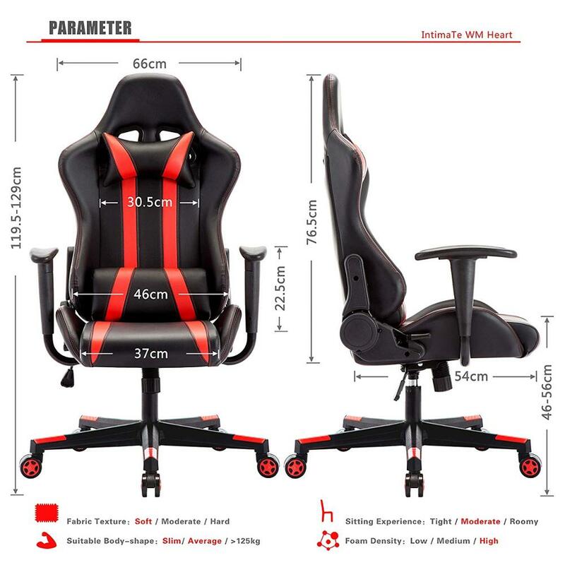 Silla ejecutiva de carreras para ordenador, silla de Gaming PU con reposacabezas, cojín Lumbar, ángulo reclinable de 135 grados, GB