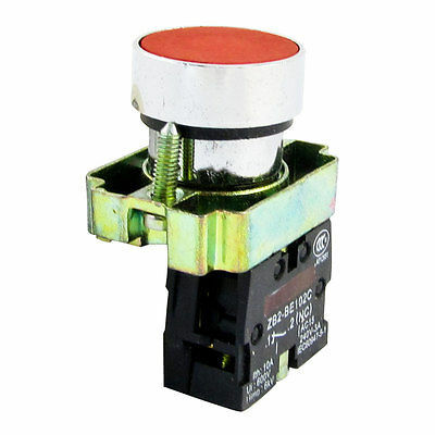 Ui600V Ith10A SPST Red Flache Kappe 2-Terminals Pushbotton Schalter