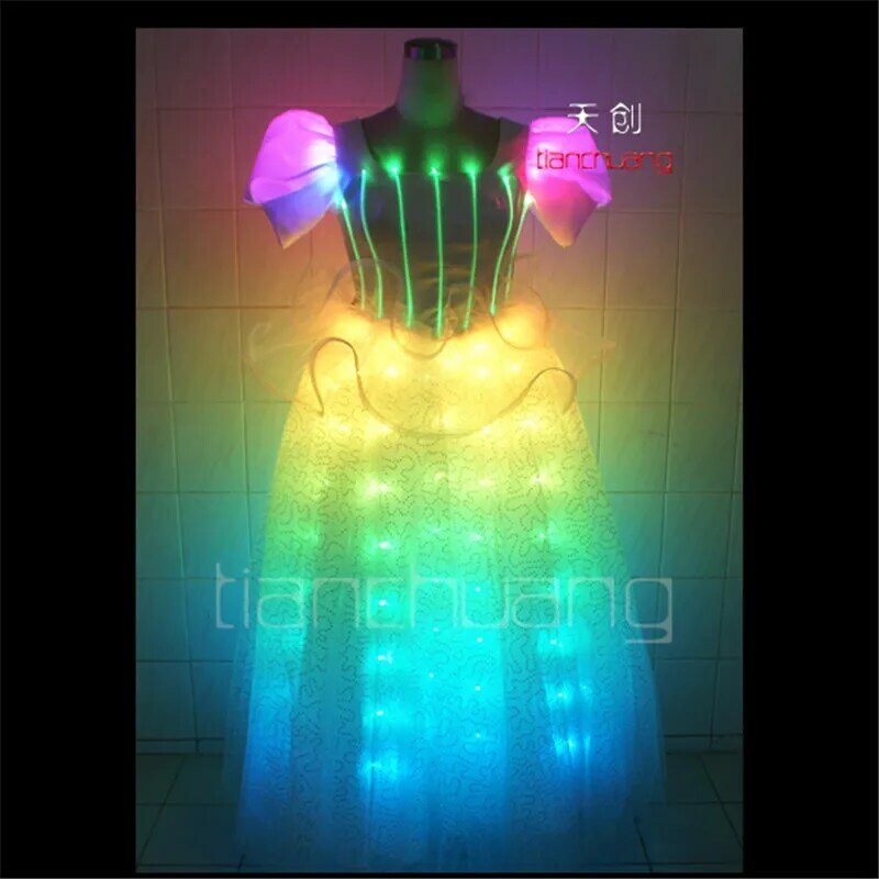 Полноцветное программируемое танцевальное платье, светодиодные костюмы, одежда для бальной певицы, женское разноцветное освещение для дискотеки и свадьбы