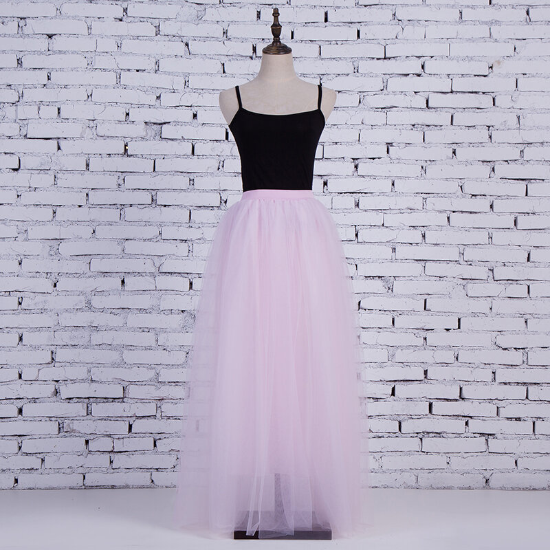 4 warstwy 100cm Maxi długa spódnica z tiulu elegancka księżniczka styl bajki Tutu spódnice damskie Vintage Bouffant Puffy modna spódnica
