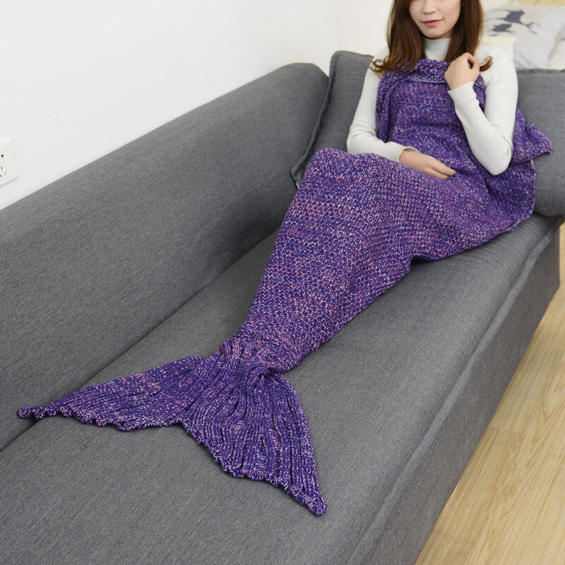 CAMMITEVER 19 Colors Mermaid Tail Blanket Crochet For Adult Super Soft All Seasons Sleeping Knitted Blankets