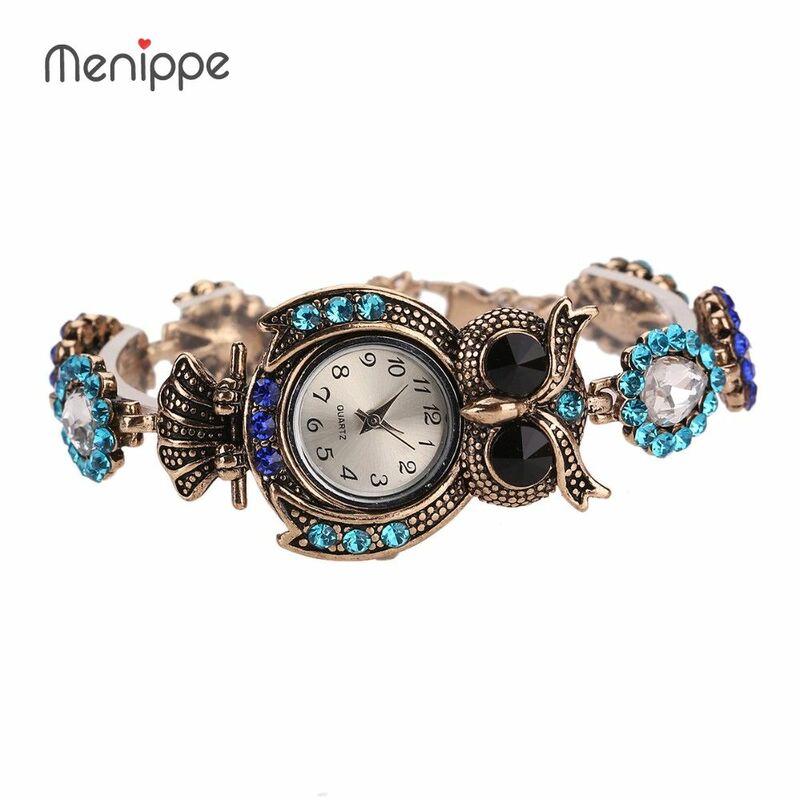2019 New Women Dress Watches Quartz Wrist Watch Crystal Butterfly Vintage Owl Bracelet Gold Watches Luxury Women reloj mujer