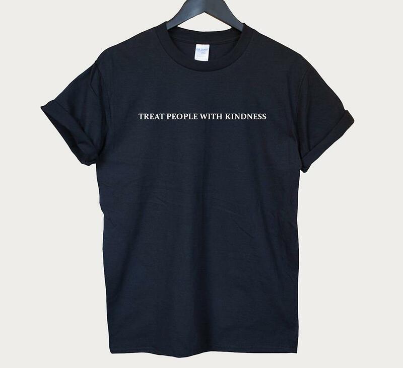 Camiseta de "Treat people with kindness" para mujer, camiseta divertida informal de algodón para mujer, camiseta Hipster Tumblr ins, NA-18