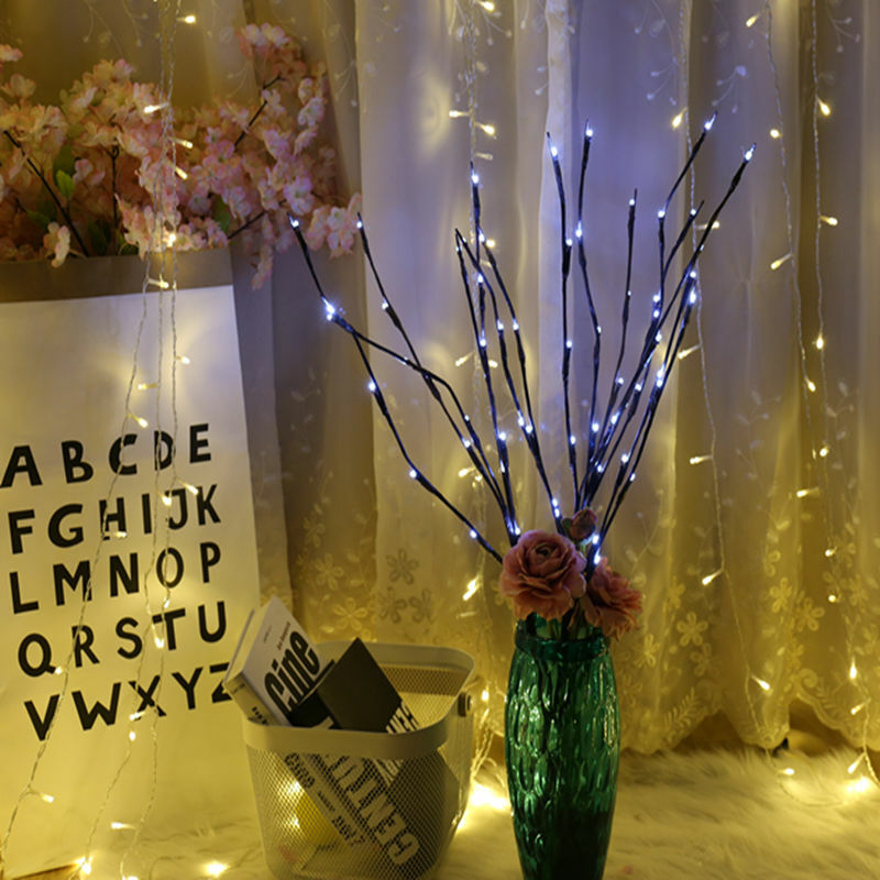 Led lâmpada ramo de salgueiro luzes florais aa alimentado por bateria 20 lâmpadas casa festa de natal decoração do jardim presentes de aniversário natal