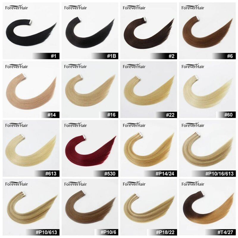 FOREVER HAIR 2.0g/pc 16" Real Remy Skin Weft Adhesives Human Hair Extensions Tape In Human Hair Invisible Seamless 20pcs/pac