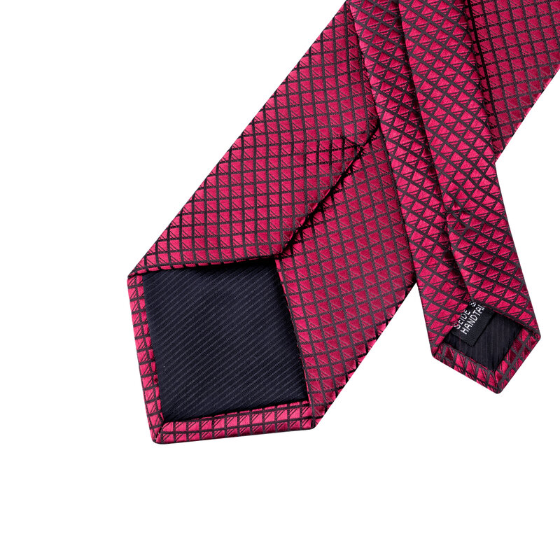 Hi-Tie High Quality Silk Ties for Men 160cm Long Fashion Red Necktie 8cm Wide Formal Plaid Men's Tie Male Mens Ties CZ-005