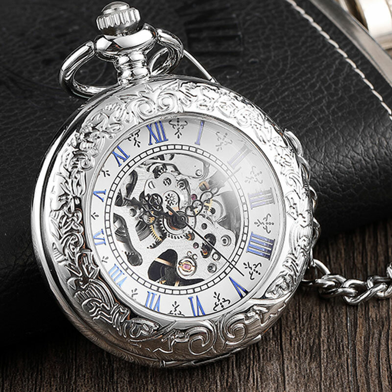 Reloj de bolsillo de acero inoxidable para hombre y mujer, accesorio mecánico, Steampunk, Vintage, grabado a mano, colgante Fob